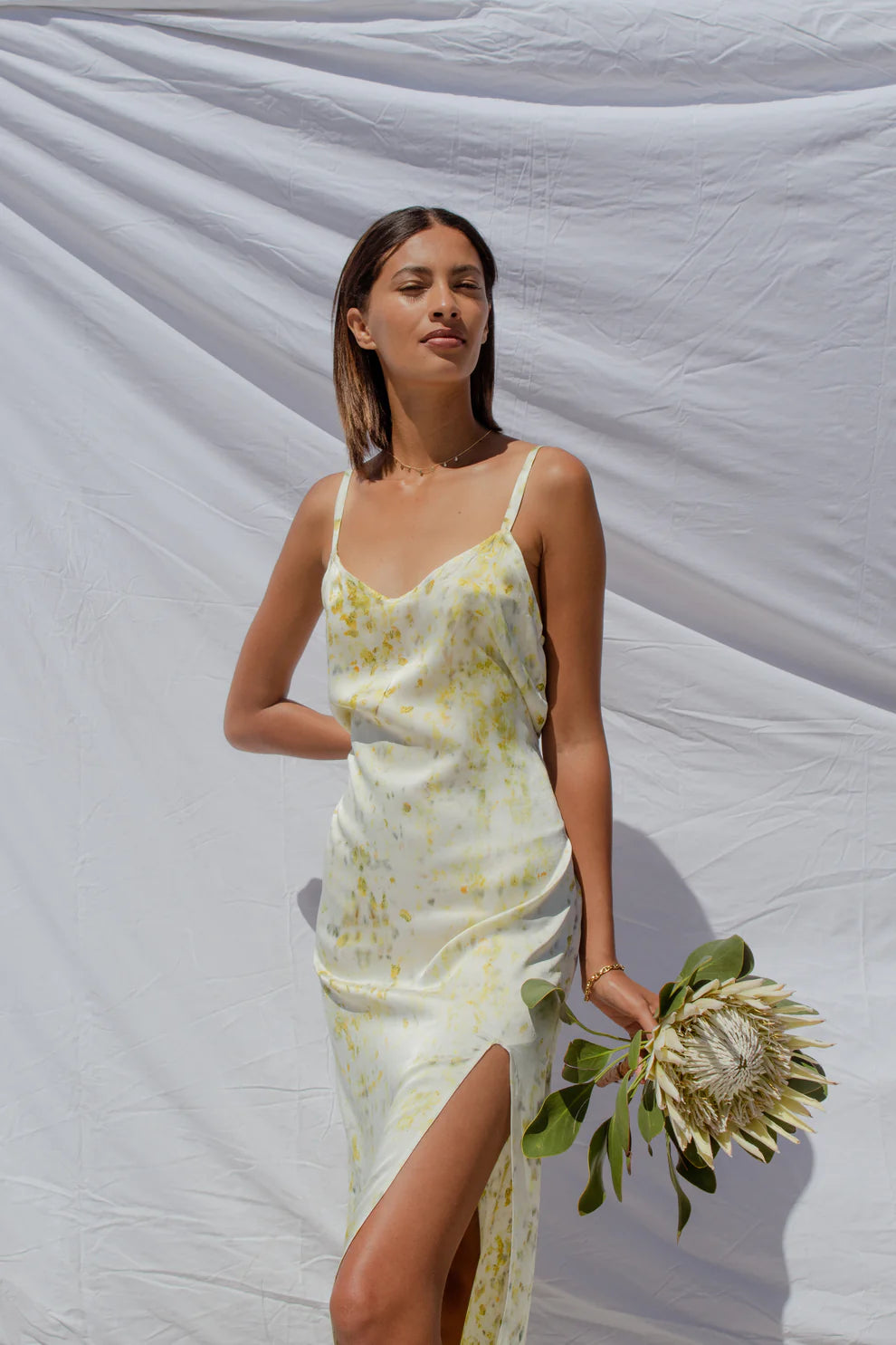 Eco-printed Silk Dress -Long