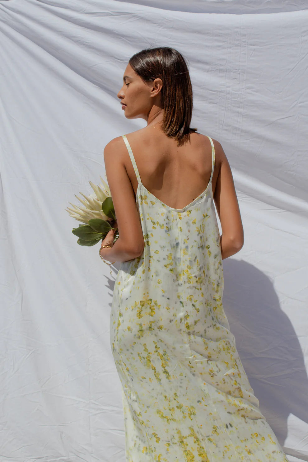 Eco-printed Silk Dress -Long